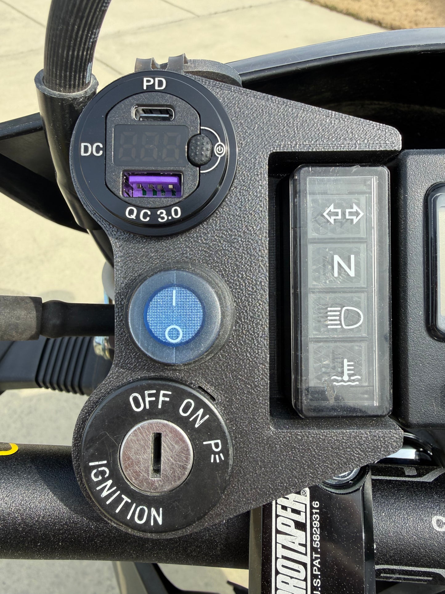 DRZ400 Ignition Mount w/ USB Charging Ports, Voltage Gauge, Rocker Power Switch