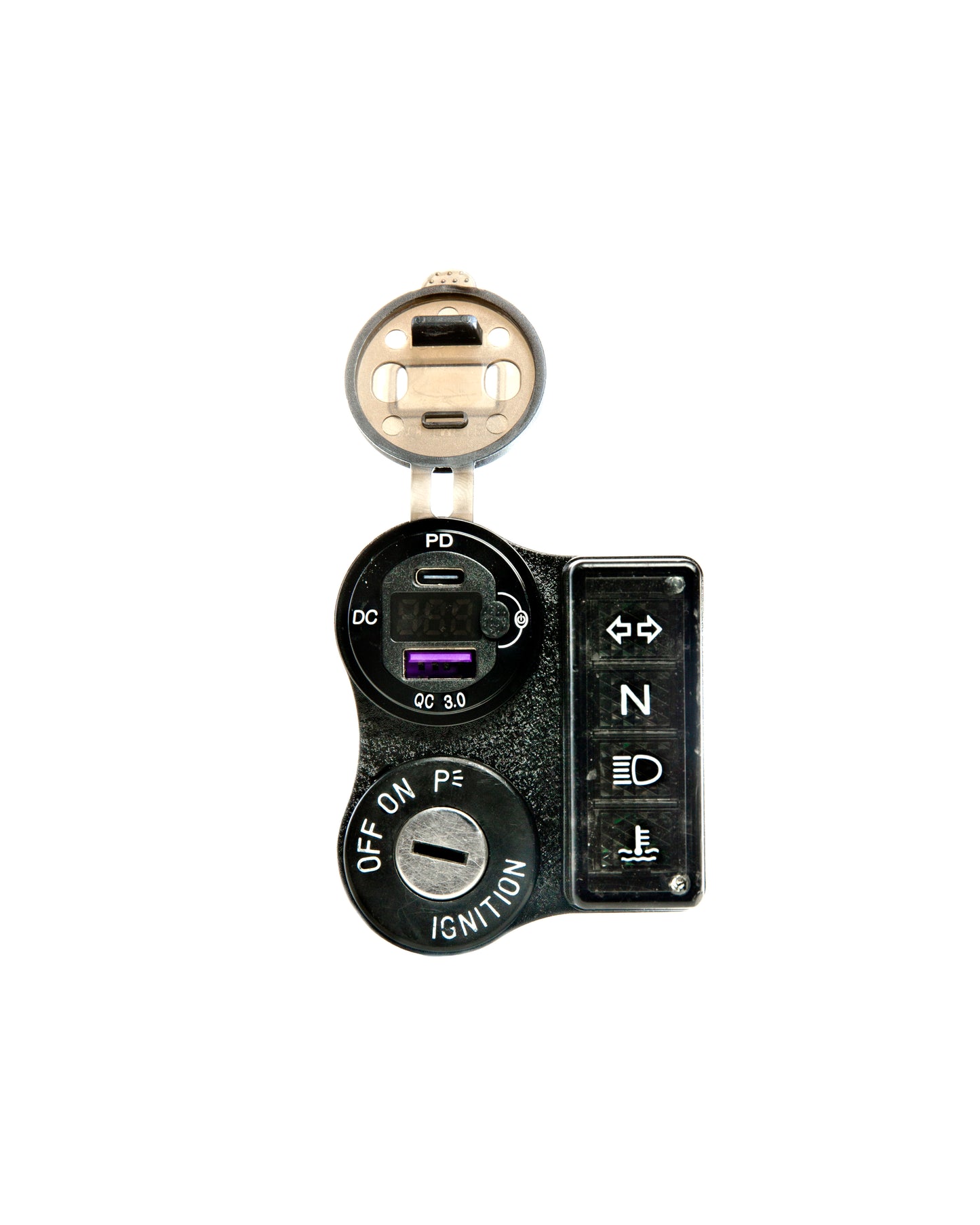 DRZ400 Ignition Mount with USB Charging Ports & Voltage Gauge